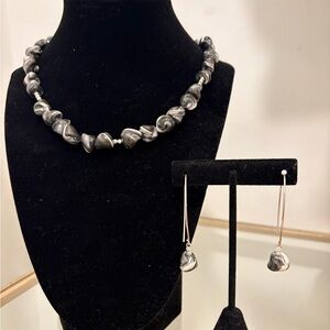 Elegant Silver Swirl Necklace and Earring Set